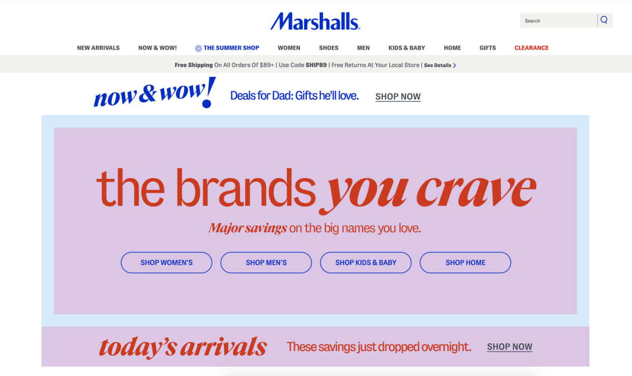 marshalls site homepage