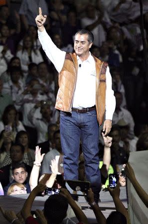 Jaime Rodriguez, independent candidate for governor of Nuevo Leon state, attends his closing campaign rally in Monterrey, May 31, 2015. REUTERS/Stringer