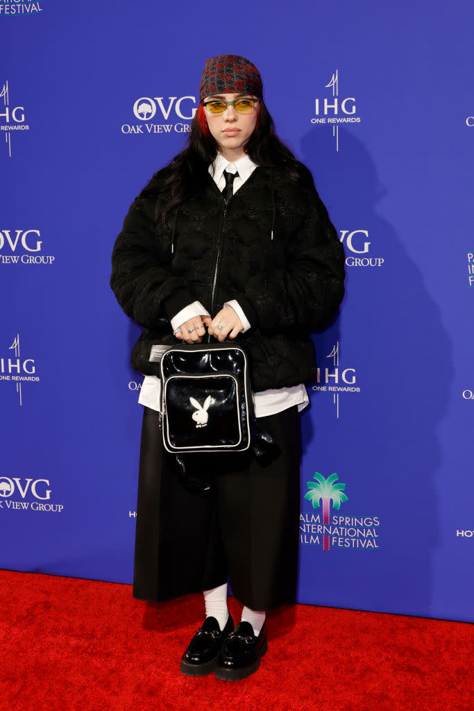 Billie Eilish, Purgatory quilted hoodie, 2024 Palm Springs International Film Awards, Jan. 4 in Palm Springs, California