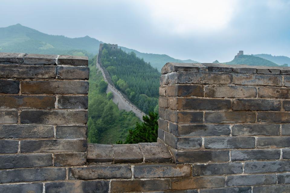 Part of the Great Wall of China in horizontal composition