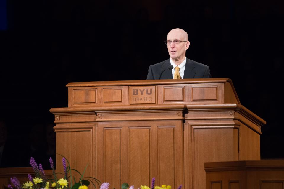 Henry J. Eyring, announced to become the 17th president of BYU-Idaho, addresses BYU-Idaho students during a campus devotional on Feb. 7. | BYU-Idaho