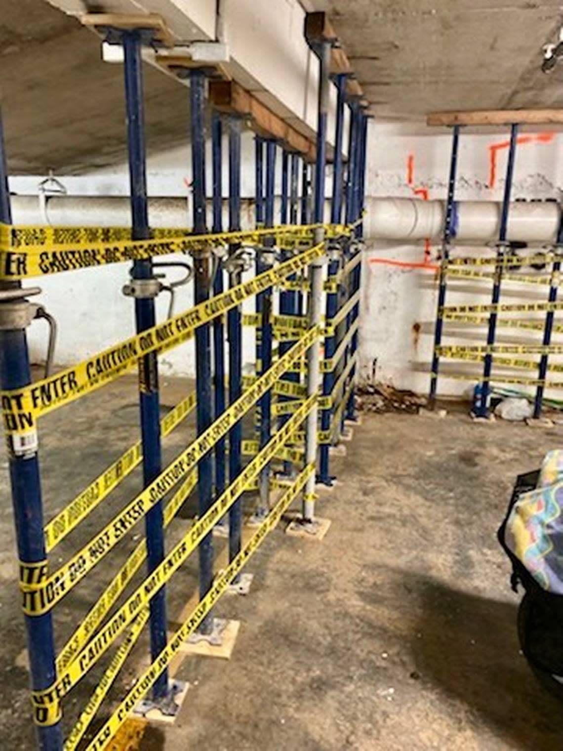 Port Royale condo owner Marash Markaj took this photo of the shoring that was done July 14, 2021, to support an area that needed concrete repairs in the building’s basement garage.