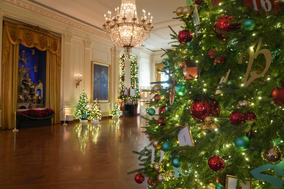 Christmas decorations at the White House on Nov. 27, 2023. This year's theme is the “Magic, Wonder, and Joy” of the holidays.