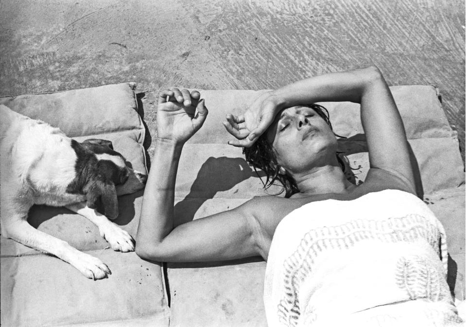 Anna Magnani at her villa in San Felice Circeo, near Rome in 1955.