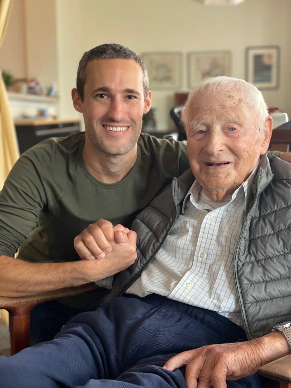 Morrie Markoff, pictured with his grandson Thomas Markoff, died recently at 110. His brain has been donated to science and his family hopes the donation can help shed light on aging and mental acuity.