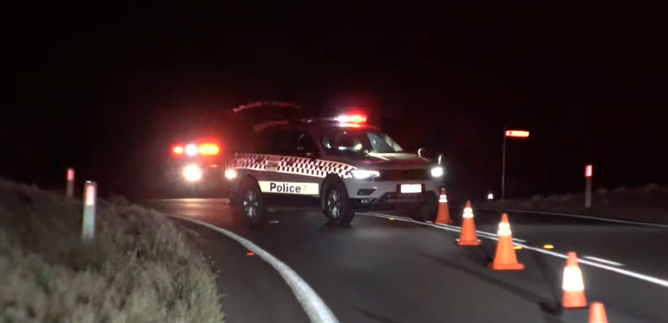 Pictured are police cars on Kulkyne Way in Red Cliffs.