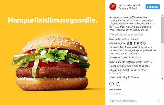 McDonald's tests out their first-ever vegan sandwich