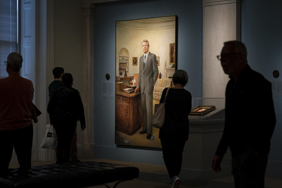 Retrato del expresidente Jimmy Carter pintado por Robert Templeton en 1980, en la National Portrait Gallery en Washington el 20 de febrero de 2023. (Al Drago/The New York Times)