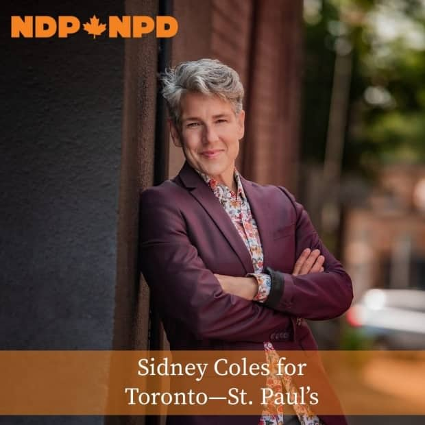 A campaign image of Sidney Coles, posted to Facebook weeks before she resigned over online comments about Israel.  (Toronto-St Paul's/Facebook - image credit)