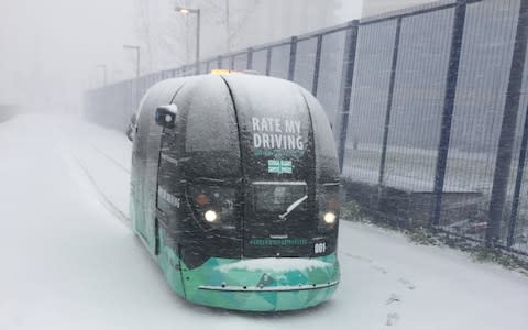 driverless vehicle in the snow