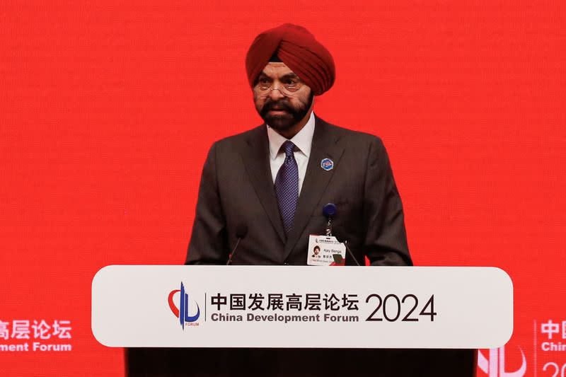 World Bank Group President Ajay Banga speaks at the China Development Forum (CDF) 2024, in Beijing