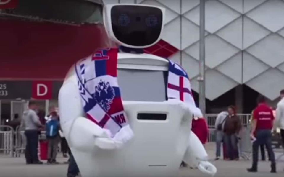 Known as AlanTim, the robot is intended to reassure fans at the tournament - Newschapl/YouTube