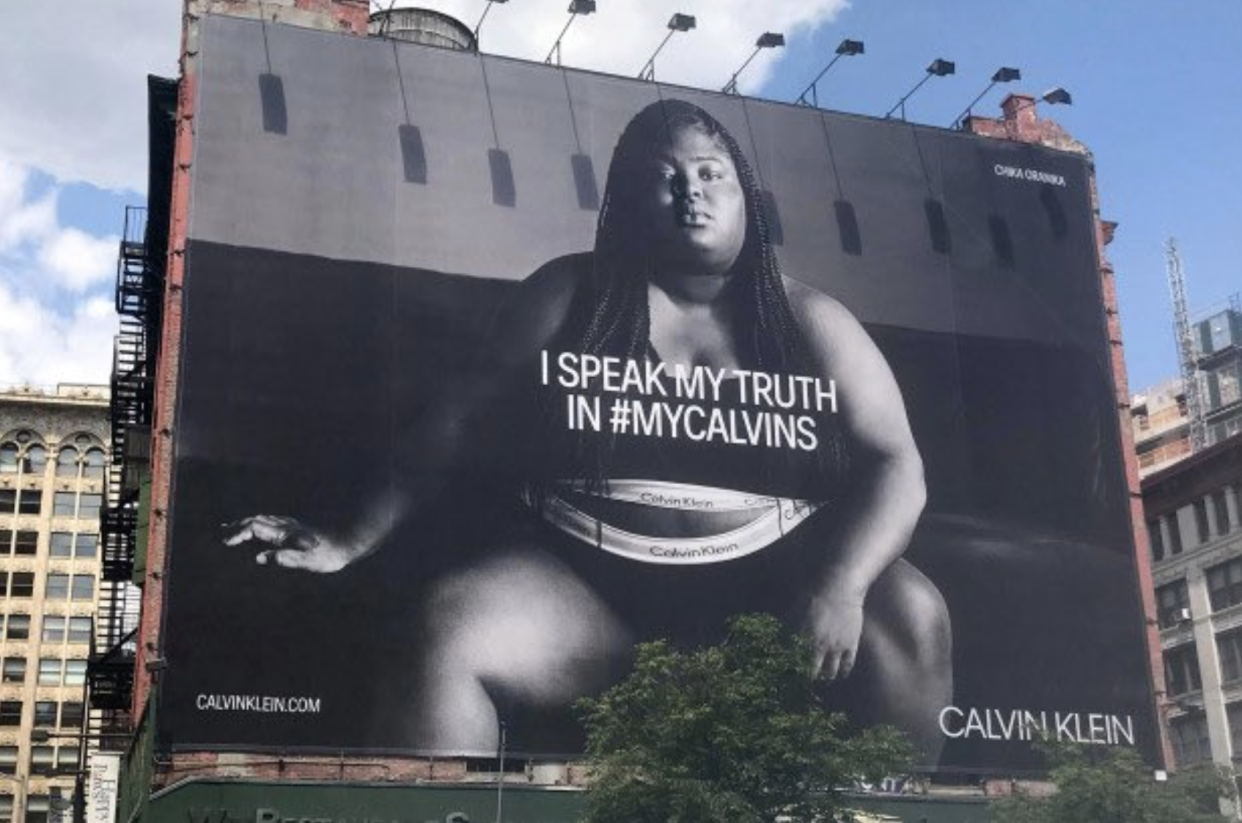 Rapper Chika on a Calvin Klein billboard in Manhattan's Soho neighborhood. (Photo: Twitter)