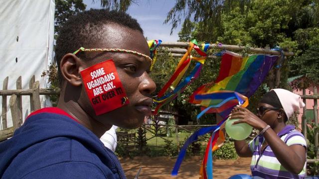 Manifestación a favor de los derechos de las personas homosexuales en Uganda en 2014.