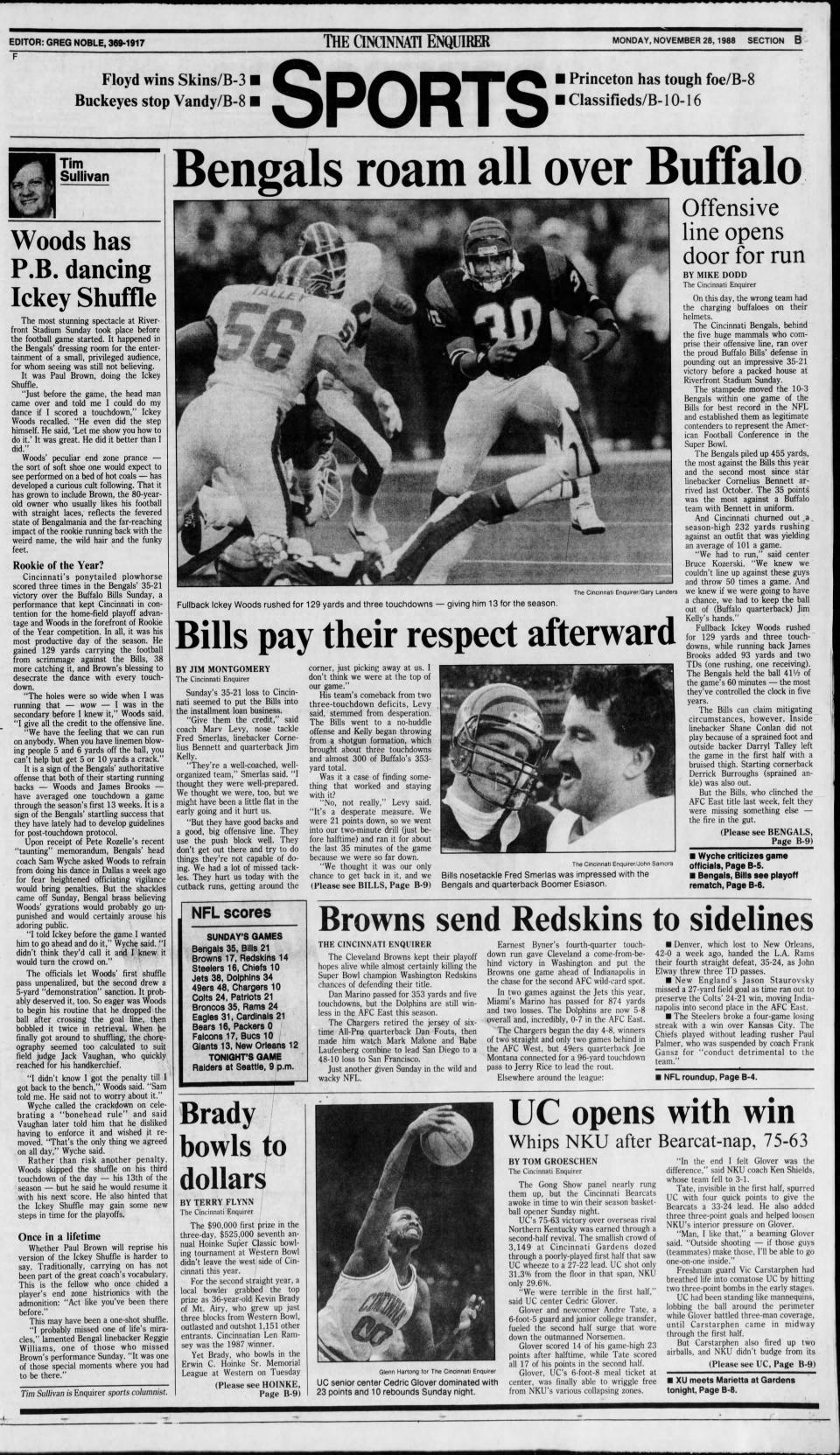 Nov. 28, 1988 Cincinnati Enquirer sports cover.