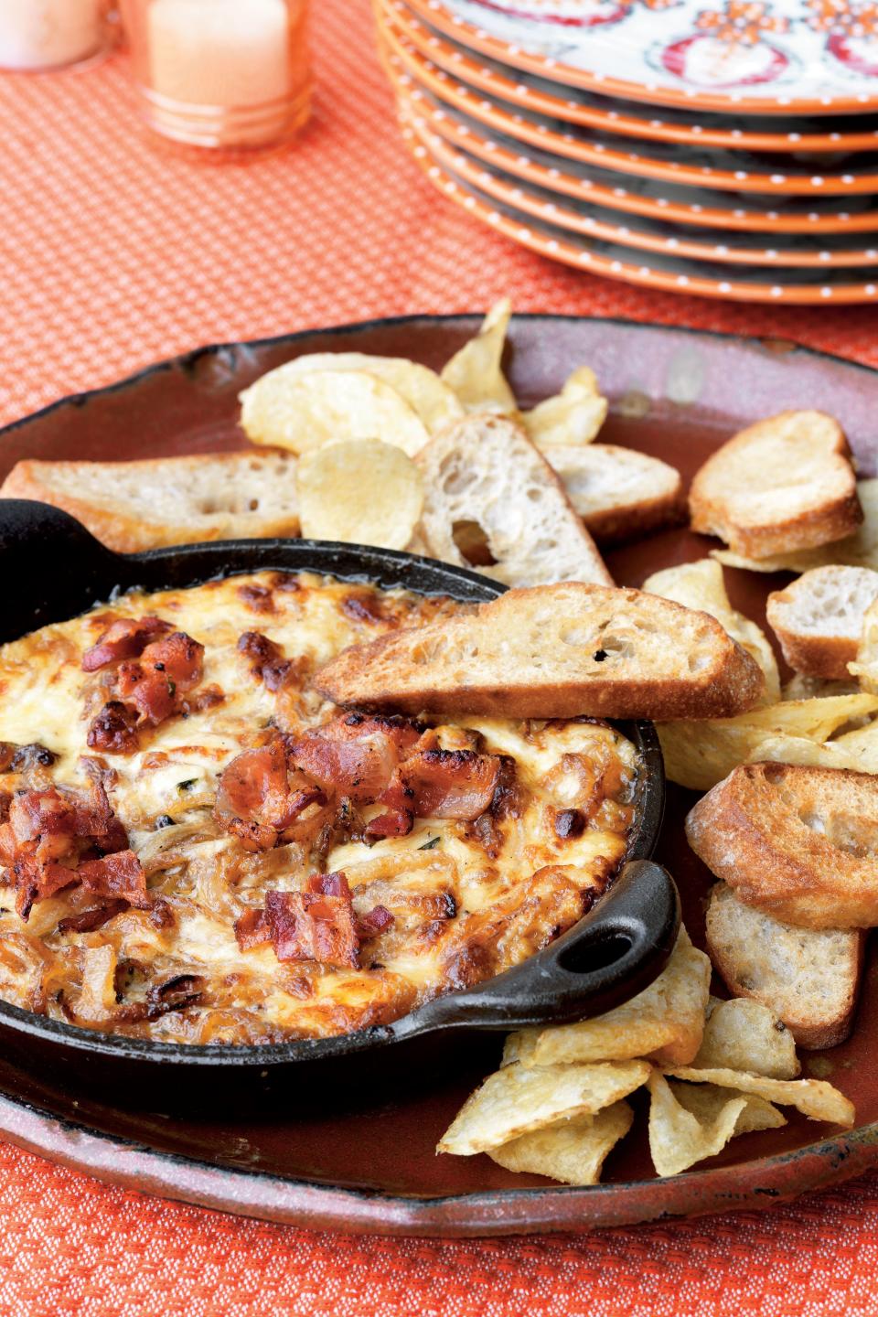 Hot Caramelized Onion Dip with Bacon and Gruyère