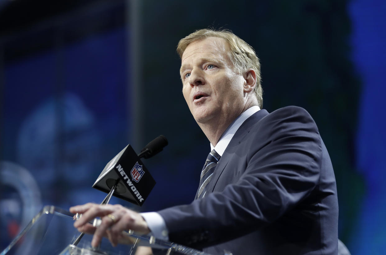 Roger Goodell at the owners meetings in Atlanta this week. (AP) 