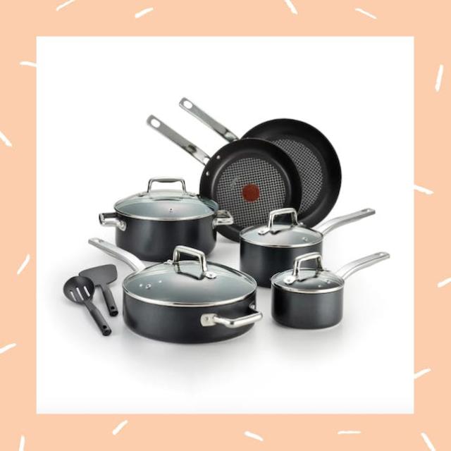 T-Fal Signature 12pc Heavy-Gauge Aluminum Nonstick Cookware Set Dark Gray -  Yahoo Shopping