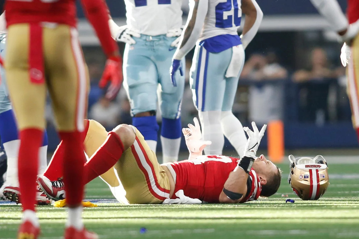 49ers’ Nick Bosa knocked out of Cowboys game after suffering concussion in second quarter