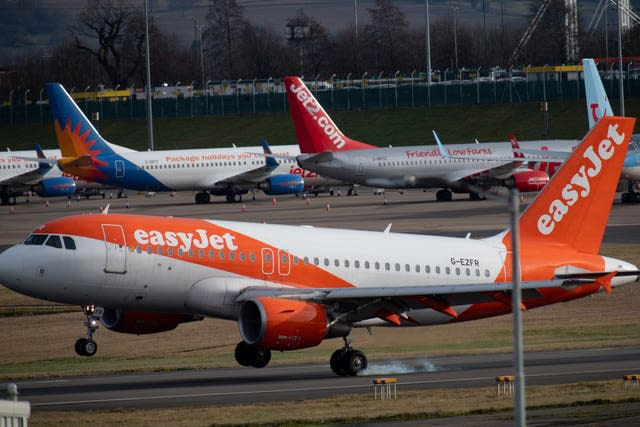 An easyJet plane at Birmingham Airport