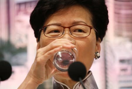 Hong Kong Chief Executive Carrie Lam attends a news conference in Hong Kong