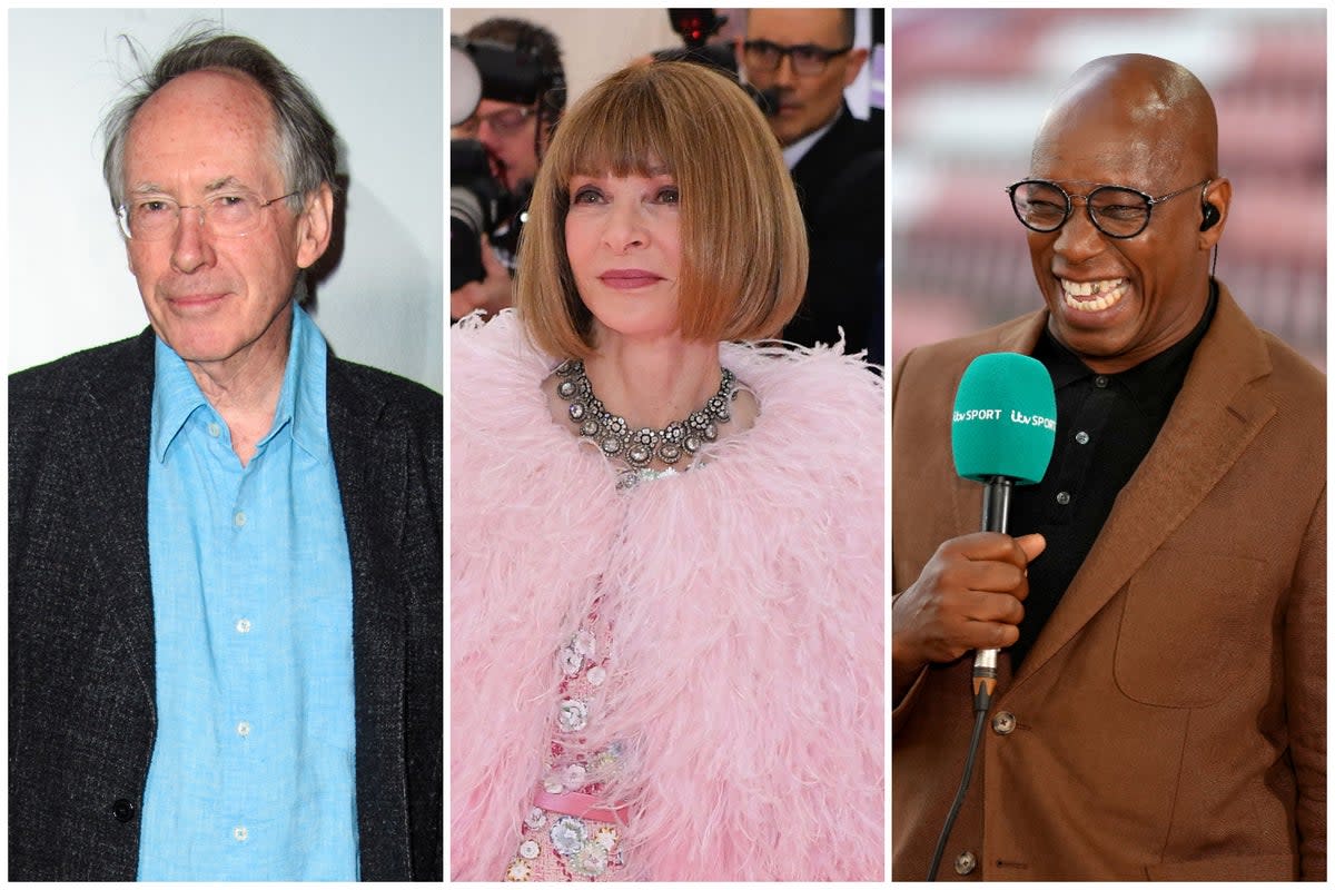 Ian McEwan, Anna Wintour and Ian Wright have been honoured by King Charles  (ES Composite)