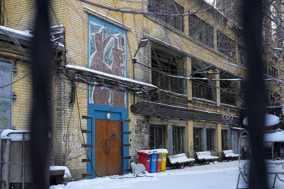 A view of closed nightclub "Mutabor" on the former territory of the Machine-Building Plant where a party late December provoked a great public scandal in Moscow, Russia, Wednesday, Jan. 10, 2024. A court in Moscow on Wednesday turned back a class-action lawsuit against a Russian TV presenter that sought $11 million in moral damages for her hosting a party where guests were encouraged to show up wearing next to nothing. (AP Photo/Alexander Zemlianichenko)