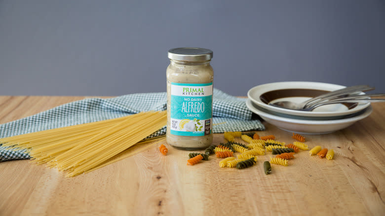 vegan alfredo sauce on table