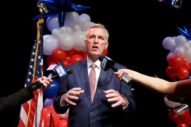 Rep. Kevin McCarthy (R-Calif.), newly elected speaker of the House, holds a town hall meeting in Bakersfield, California, on Jan. 19.