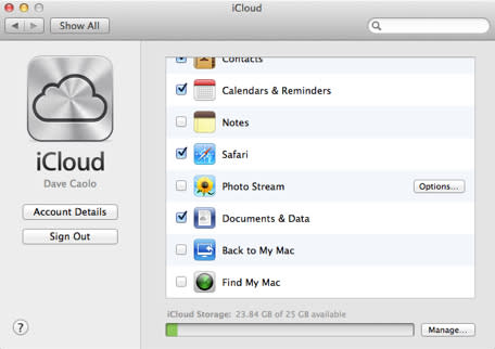 Apple iCloud settings Mac