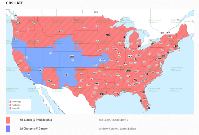 NFL playoff TV coverage maps for conference championships