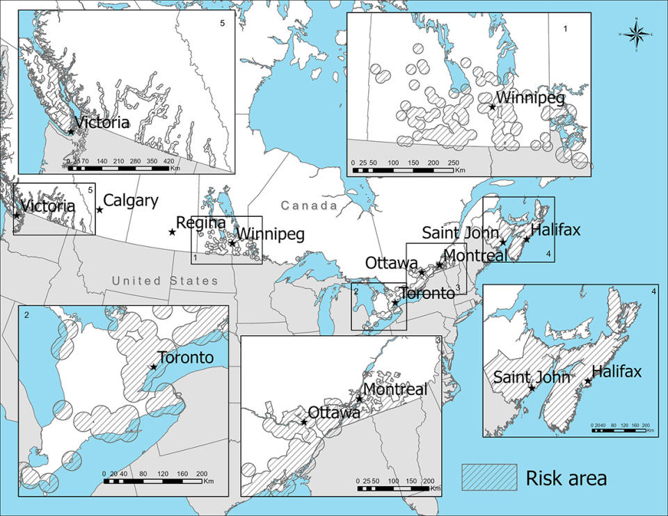 Parts of Ontario, Quebec, Manitoba, British Columbia, New Brunswick and Nova Scotia are considered areas with Lyme disease risk. (Photo via the Government of Canada)