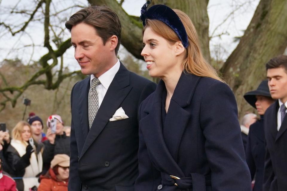 <p>Joe Giddens/PA Images via Getty</p> Edorardo Mapelli Mozzi and Princess Beatrice at Christmas 2023