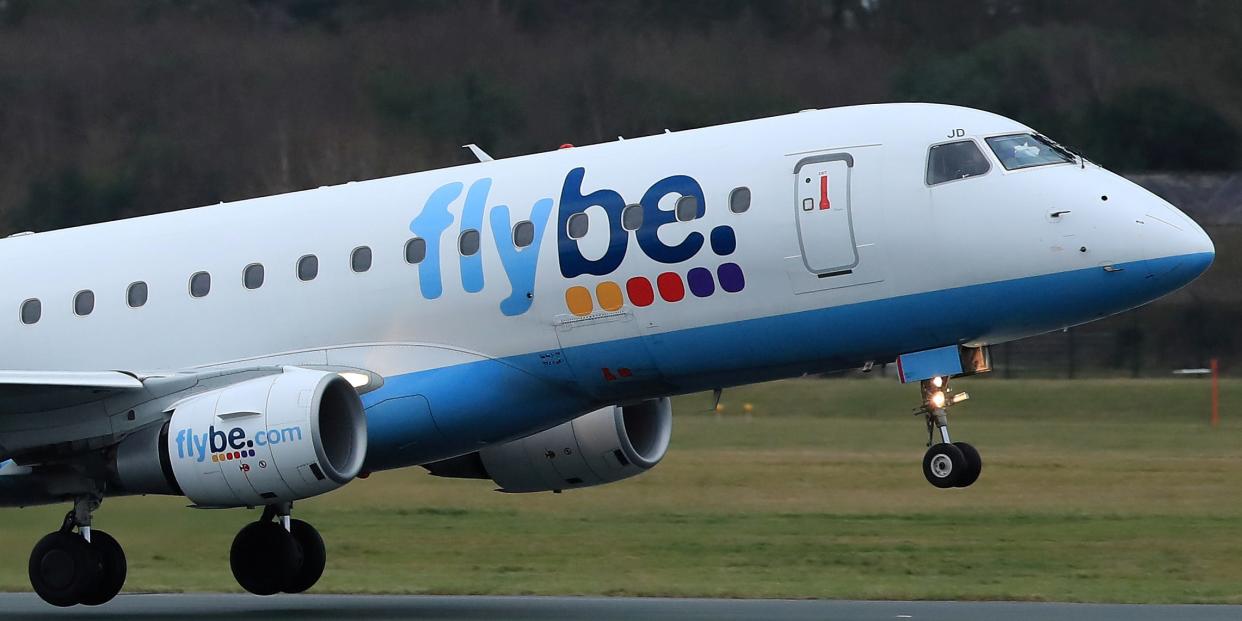 FILE PHOTO: A Flybe plane takes off from Manchester Airport in Manchester, Britain, January 13 2020. REUTERS/Phil Noble/File Photo