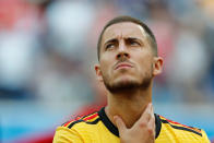 <p>Belgium’s Eden Hazard before the match (REUTERS/Toru Hanai) </p>