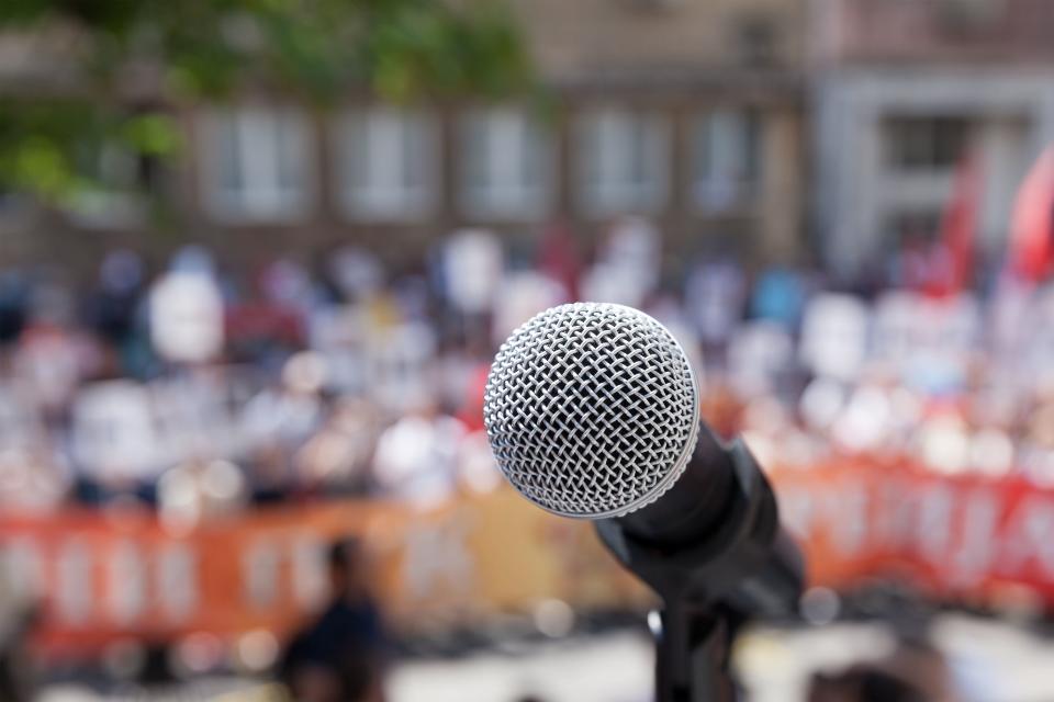 Microphone in focus. Source: Getty