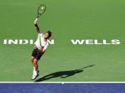 Mar 12, 2018; Indian Wells, CA, USA; Roger Federer (SUI) during his third round match against Filip Krajinovic (not pictured) in the BNP Paribas Open at the Indian Wells Tennis Garden. Mandatory Credit: Jayne Kamin-Oncea-USA TODAY Sports