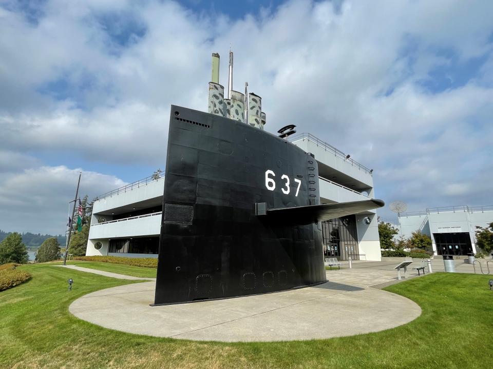 The USS Sturgeon's sail is immortalized in front of the U.S. Naval Undersea Museum in Keyport. The museum's latest exhibit, "Giving voice to the Silent Service," documents the life of American submariners since its beginnings.