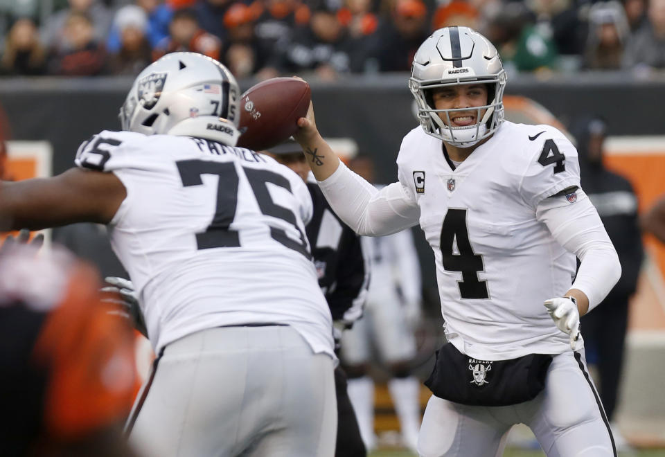 Derek Carr and the Raiders will be out to deliver a win in what may well be their final game in Oakland