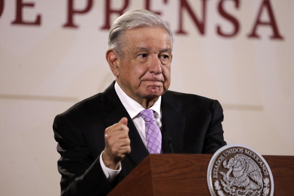 El presidente de México, Andrés Manuel López Obrador en conferencia de prensa en el Palacio Nacional en la Ciudad de México. (Luis Barron / Eyepix Group/Future Publishing via Getty Images)