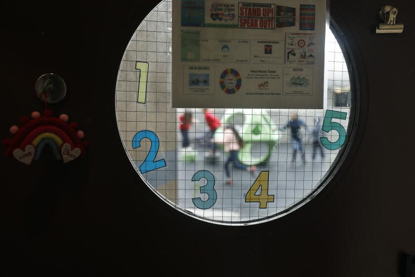 LONG BEACH-CA-MAY 1, 2023: Students play in the playground at Oropeza Elementary School in Long Beach on May 1, 2023. (Christina House / Los Angeles Times)