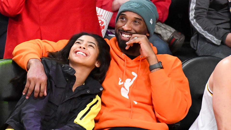 Kobe and Gianna Bryant, pictured here at a Los Angeles Lakers game in 2019.