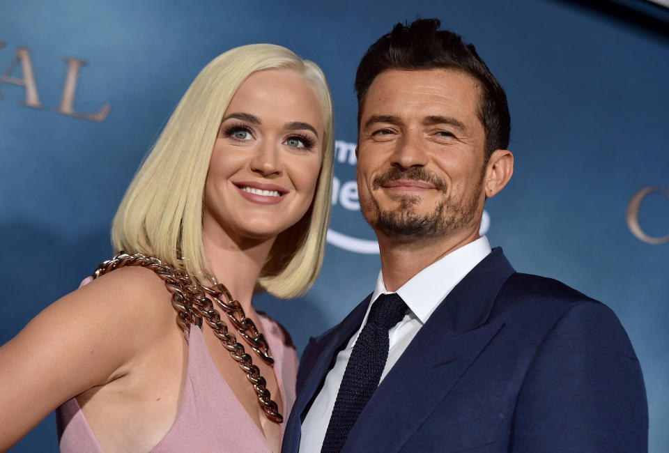 Katy Perry and Orlando Bloom attend the LA Premiere of Amazon's "Carnival Row" at TCL Chinese Theatre on August 21, 2019 in Hollywood, California. (Photo by Axelle/Bauer-Griffin/FilmMagic)