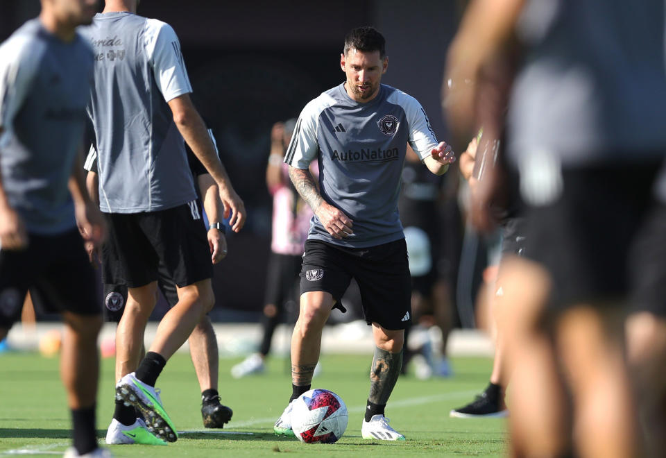 Lionel Messi participates in an Inter Miami CF Training Session in Fort Lauderdale, on July 18, 2023. (Megan Briggs / Getty Images)