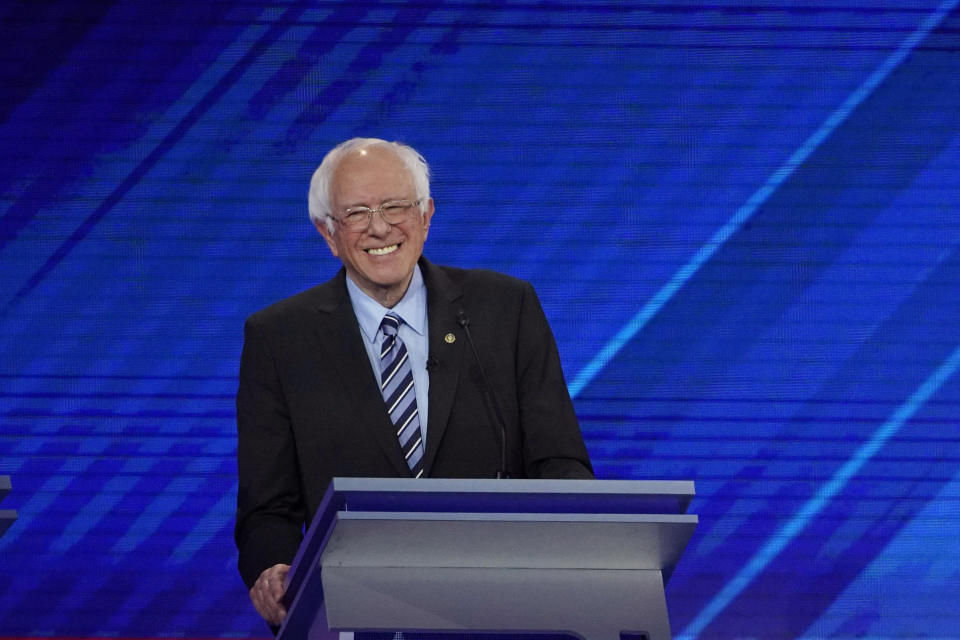 Sen. Bernie Sanders smiles during the Democratic presidential debate in Houston last month. (AP Photo/David J. Phillip)  