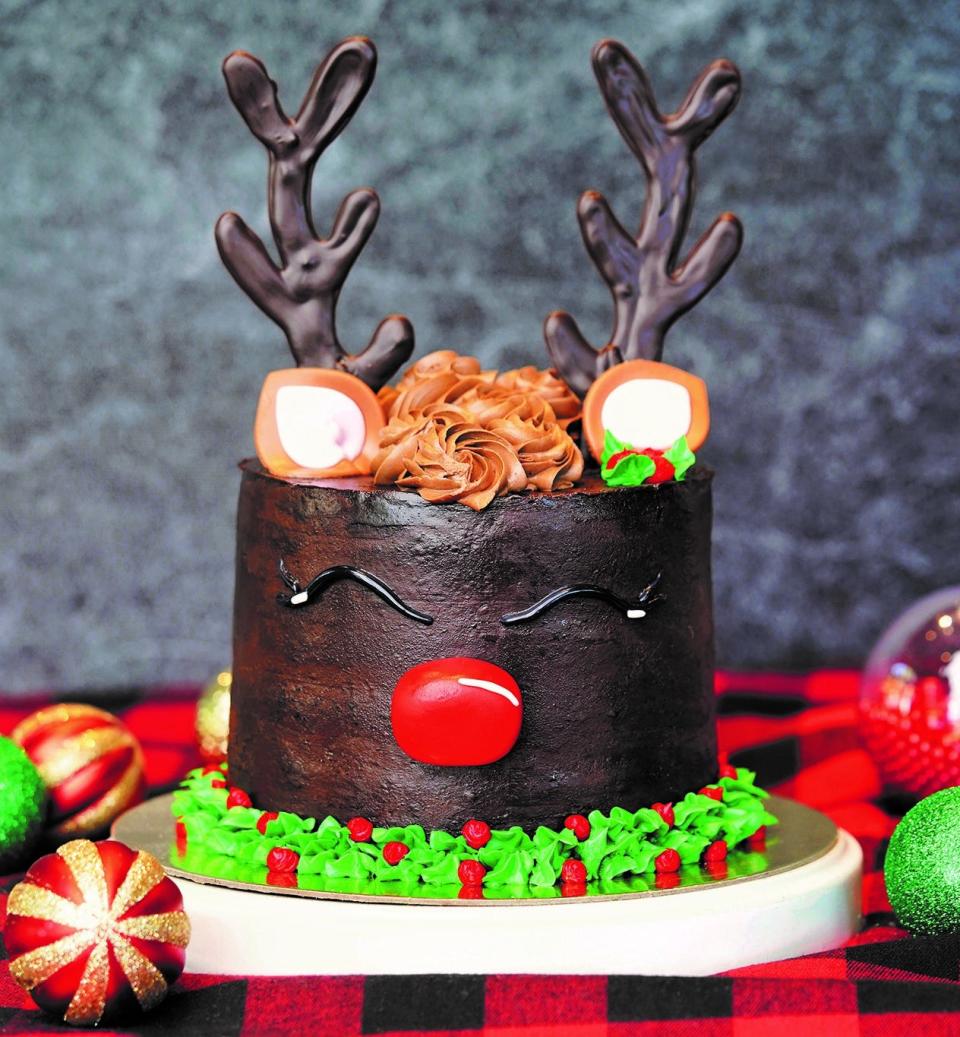 At Love Street in Jupiter, pastry chef Jenniffer Woo has created Christmas-themed treats including this Reindeer Cake.