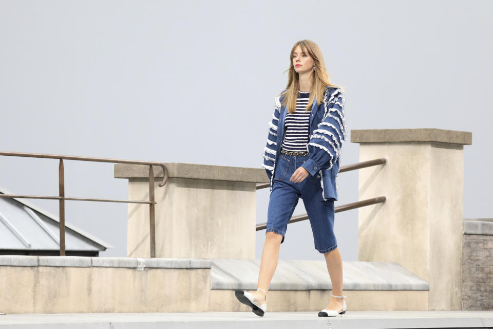 A model wears a creation as part of the Chanel Ready To Wear Spring-Summer 2020 collection, unveiled during the fashion week, in Paris, Tuesday, Oct. 1, 2019. (Photo by Vianney Le Caer/Invision/AP)