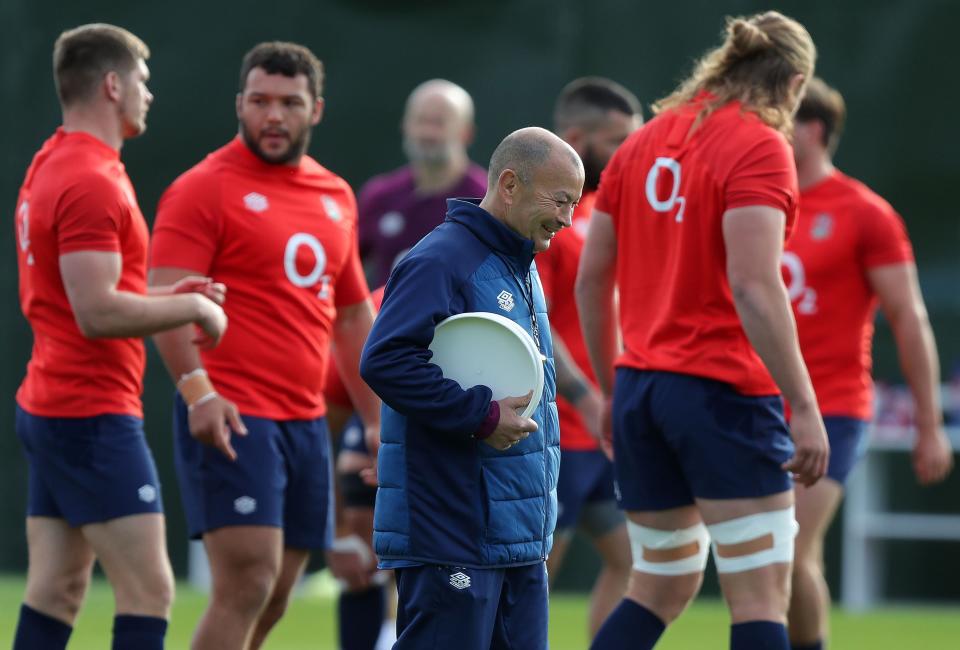 Jones leads England in a training sessionPOOL/AFP via Getty Images