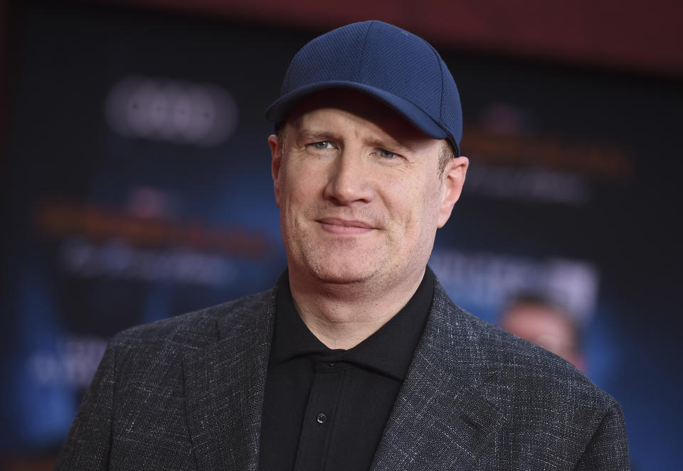 Marvel Studios President Kevin Feige arrives at the world premiere of "Spider-Man: Far From Home" on Wednesday, June 26, 2019, at the TCL Chinese Theatre in Los Angeles. (Photo by Jordan Strauss/Invision/AP)