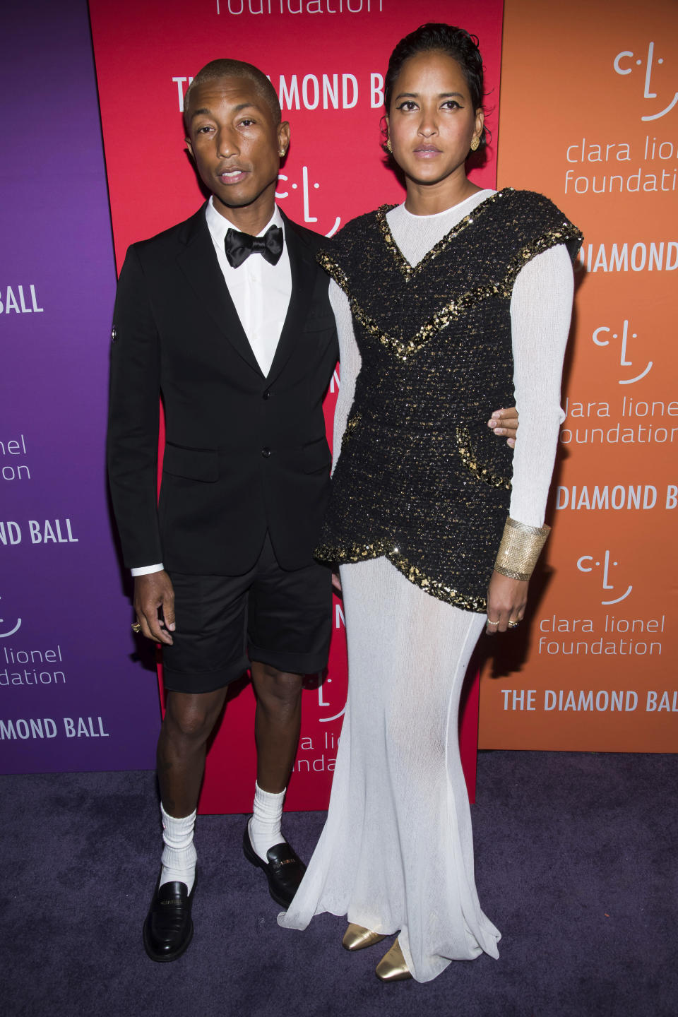 Pharrell Williams and Helen Lasichanh attend the 5th annual Diamond Ball benefit gala at Cipriani Wall Street on Thursday, Sept. 12, 2019, in New York. (Photo by Charles Sykes/Invision/AP)